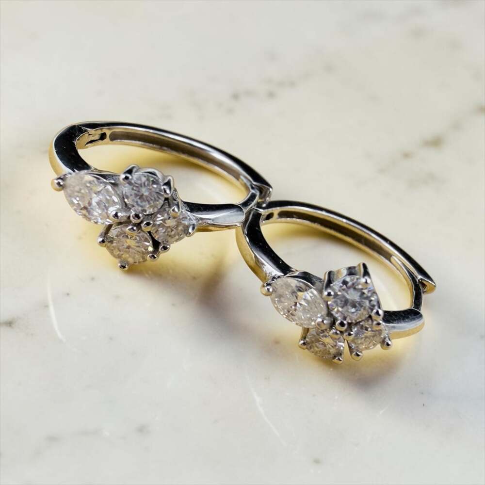 GRA Certified Moissanite Cluster Huggie Hoop Earrings